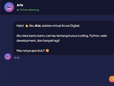 Chatbot sederhana yang dapat dibuat dengan Python & Flask oleh siswa level intermediate di Aruna Coding.